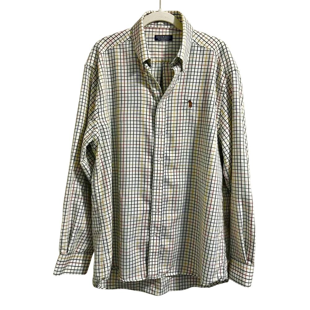 Southern Casanova Gingham Button Down in Cream Mens Large